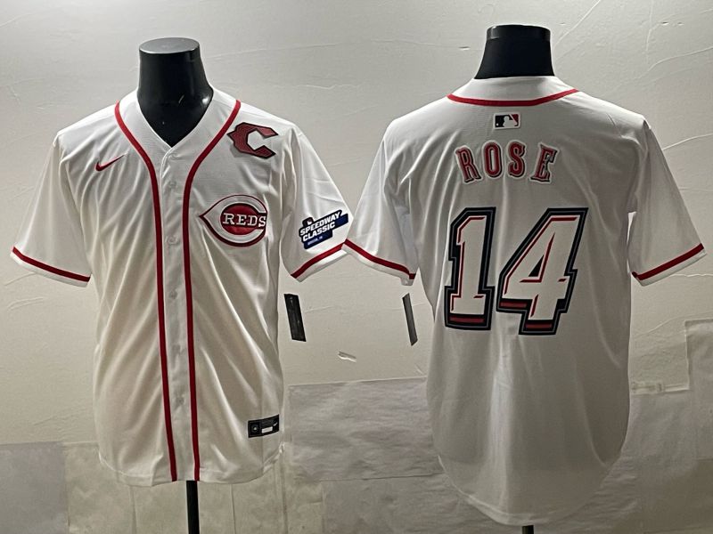 Men 2025 Cincinnati Reds #14 Rose White Nike 2025 MLB Jersey 04